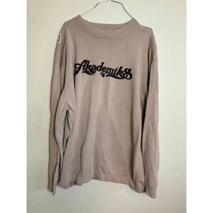 Y2k Akademiks Sweater Mens 3XL Crew Neck Long Sleeve Pullover Brown Knitwear 3XL